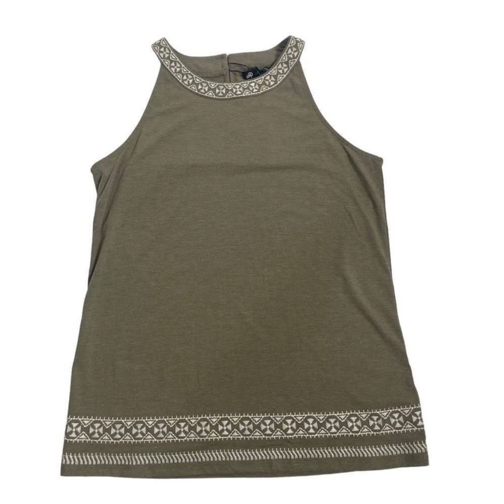 Adrianna Papell | Embroidered Neck & Hem Halter Top |